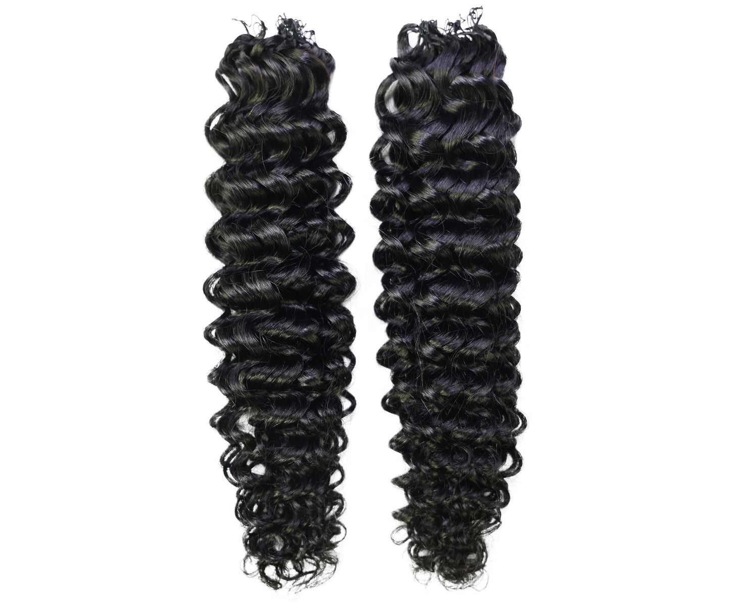 LUXLUXE Water Wave Braids Pre Looped Long Human Hair Extensions 40 Strands - Natural & Natural Black 14,16 & 18 Inch with weights 40g 45g & 50g Deep Curly Feather Braiding Hairpiece