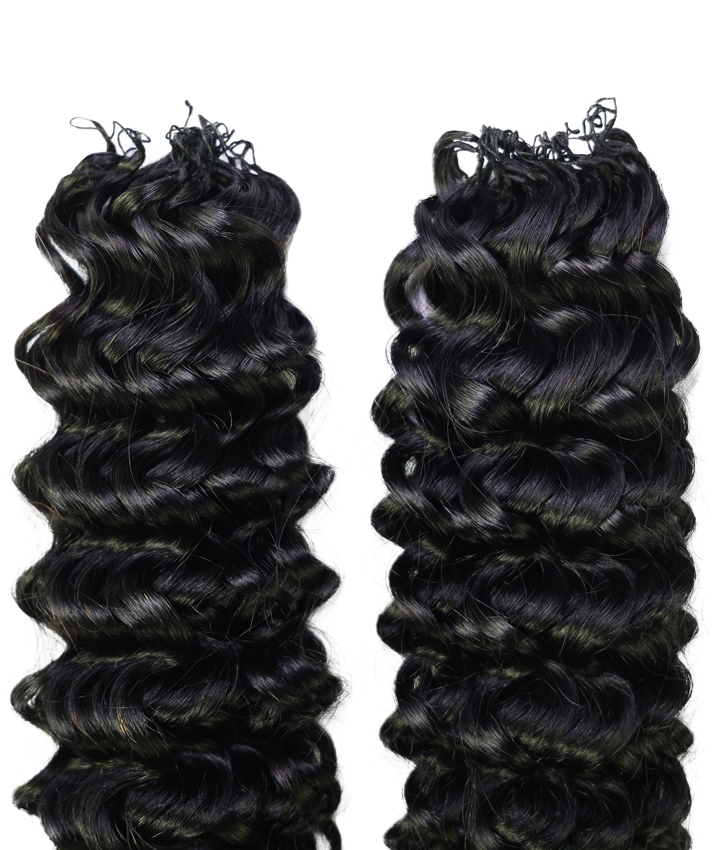 LUXLUXE Water Wave Braids Pre Looped Long Human Hair Extensions 40 Strands - Natural & Natural Black 14,16 & 18 Inch with weights 40g 45g & 50g Deep Curly Feather Braiding Hairpiece
