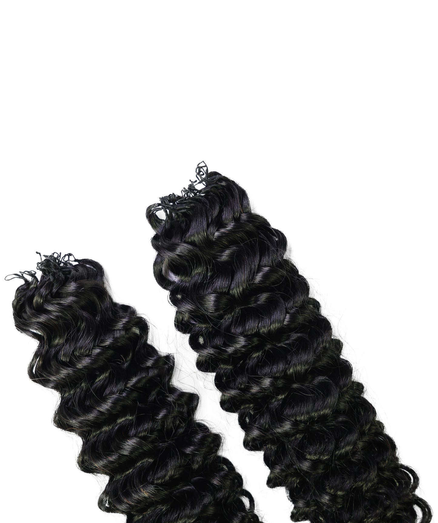 LUXLUXE Water Wave Braids Pre Looped Long Human Hair Extensions 40 Strands - Natural & Natural Black 14,16 & 18 Inch with weights 40g 45g & 50g Deep Curly Feather Braiding Hairpiece