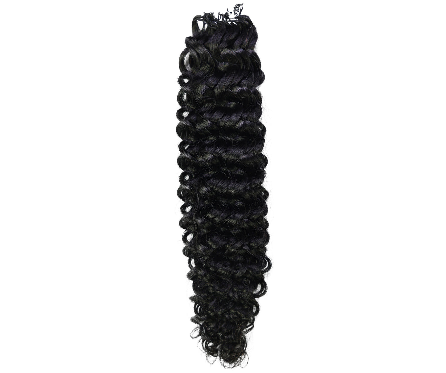 LUXLUXE Water Wave Braids Pre Looped Long Human Hair Extensions 40 Strands - Natural & Natural Black 14,16 & 18 Inch with weights 40g 45g & 50g Deep Curly Feather Braiding Hairpiece