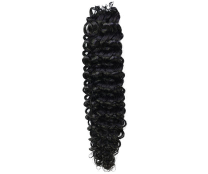 LUXLUXE Water Wave Braids Pre Looped Long Human Hair Extensions 40 Strands - Natural & Natural Black 14,16 & 18 Inch with weights 40g 45g & 50g Deep Curly Feather Braiding Hairpiece