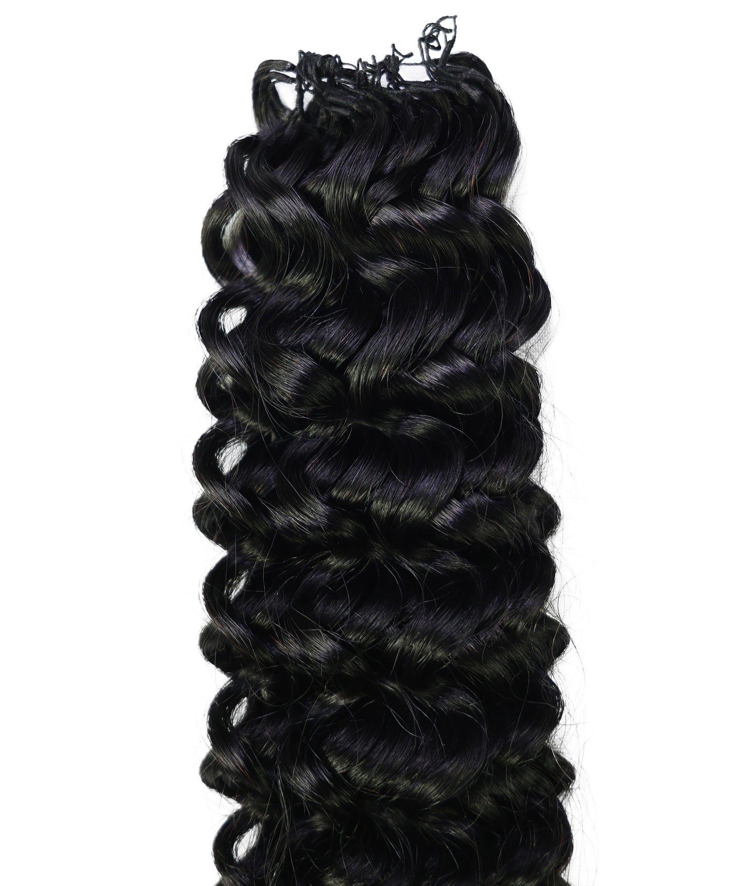 LUXLUXE Water Wave Braids Pre Looped Long Human Hair Extensions 40 Strands - Natural & Natural Black 14,16 & 18 Inch with weights 40g 45g & 50g Deep Curly Feather Braiding Hairpiece