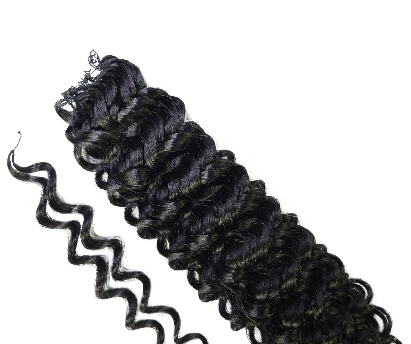 LUXLUXE Water Wave Braids Pre Looped Long Human Hair Extensions 40 Strands - Natural & Natural Black 14,16 & 18 Inch with weights 40g 45g & 50g Deep Curly Feather Braiding Hairpiece