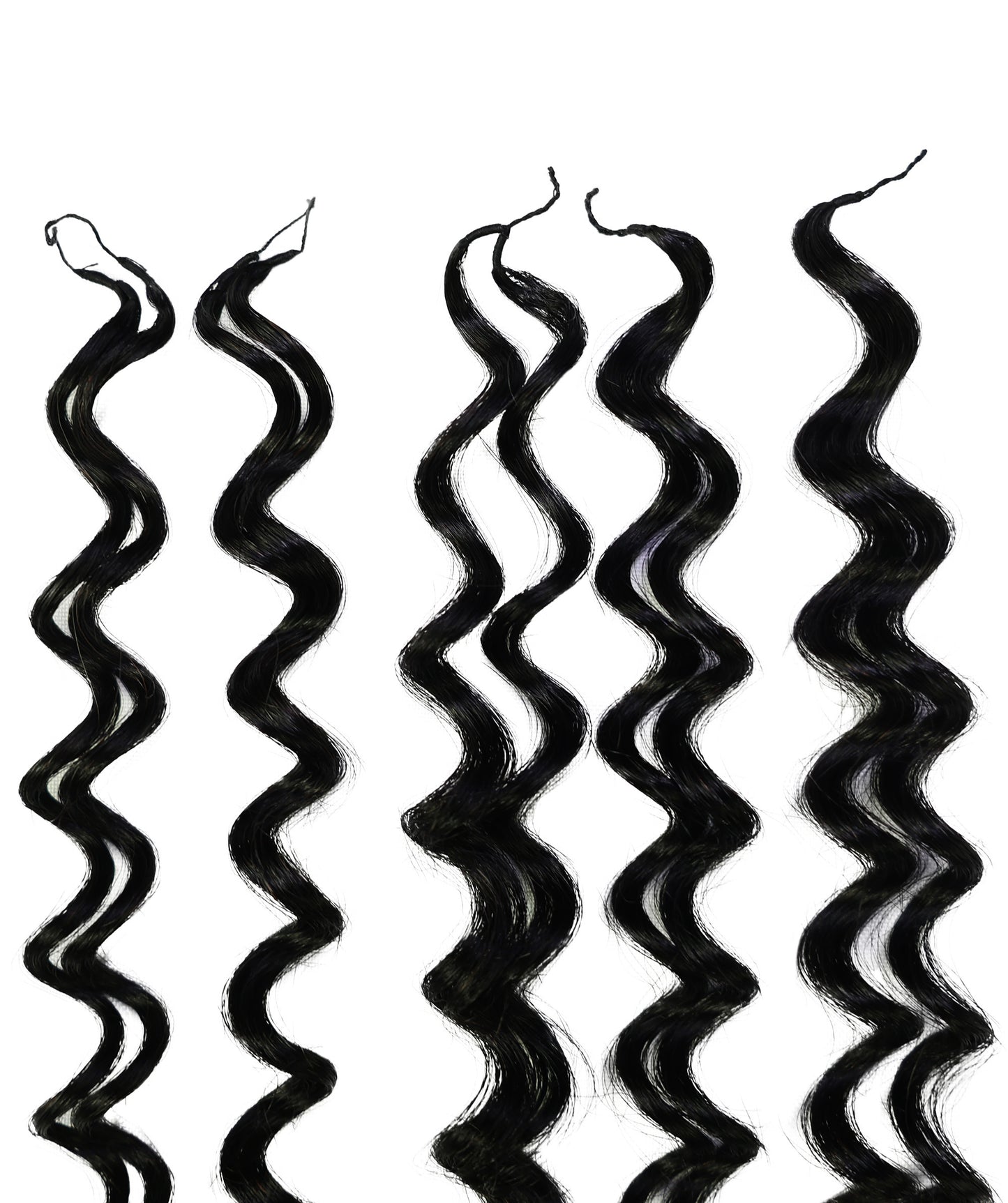 LUXLUXE Water Wave Braids Pre Looped Long Human Hair Extensions 40 Strands - Natural & Natural Black 14,16 & 18 Inch with weights 40g 45g & 50g Deep Curly Feather Braiding Hairpiece