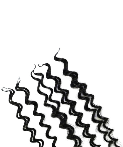 LUXLUXE Water Wave Braids Pre Looped Long Human Hair Extensions 40 Strands - Natural & Natural Black 14,16 & 18 Inch with weights 40g 45g & 50g Deep Curly Feather Braiding Hairpiece