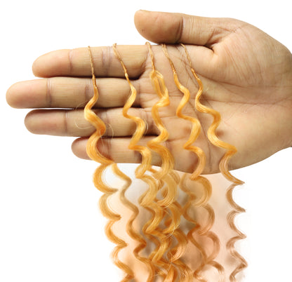 LUXLUXE Water Curl Synthetic Crochet Hair Extensions – Available in 14"  78g 18" 100g & 22" 120g Pre Separated 100 Strands Feather Hairpiece for Natural Bouncy Curls