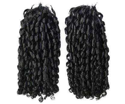 LUXLUXE Knotless Pixie Curly Raw Crochet Natural Human Hair Extensions - 14" 40g 16" 45g & 18" 50g Pre Separated 40 Strands Feather Hairpiece for Women