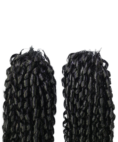 LUXLUXE Knotless Pixie Curly Raw Crochet Natural Human Hair Extensions - 14" 40g 16" 45g & 18" 50g Pre Separated 40 Strands Feather Hairpiece for Women