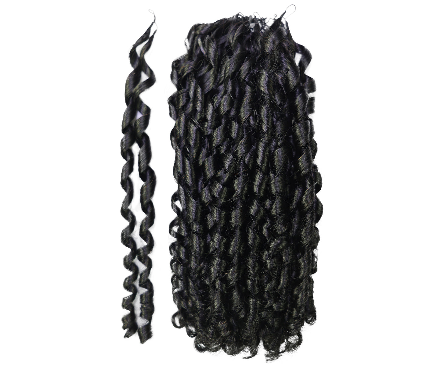 LUXLUXE Knotless Pixie Curly Raw Crochet Natural Human Hair Extensions - 14" 40g 16" 45g & 18" 50g Pre Separated 40 Strands Feather Hairpiece for Women