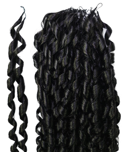 LUXLUXE Knotless Pixie Curly Raw Crochet Natural Human Hair Extensions - 14" 40g 16" 45g & 18" 50g Pre Separated 40 Strands Feather Hairpiece for Women