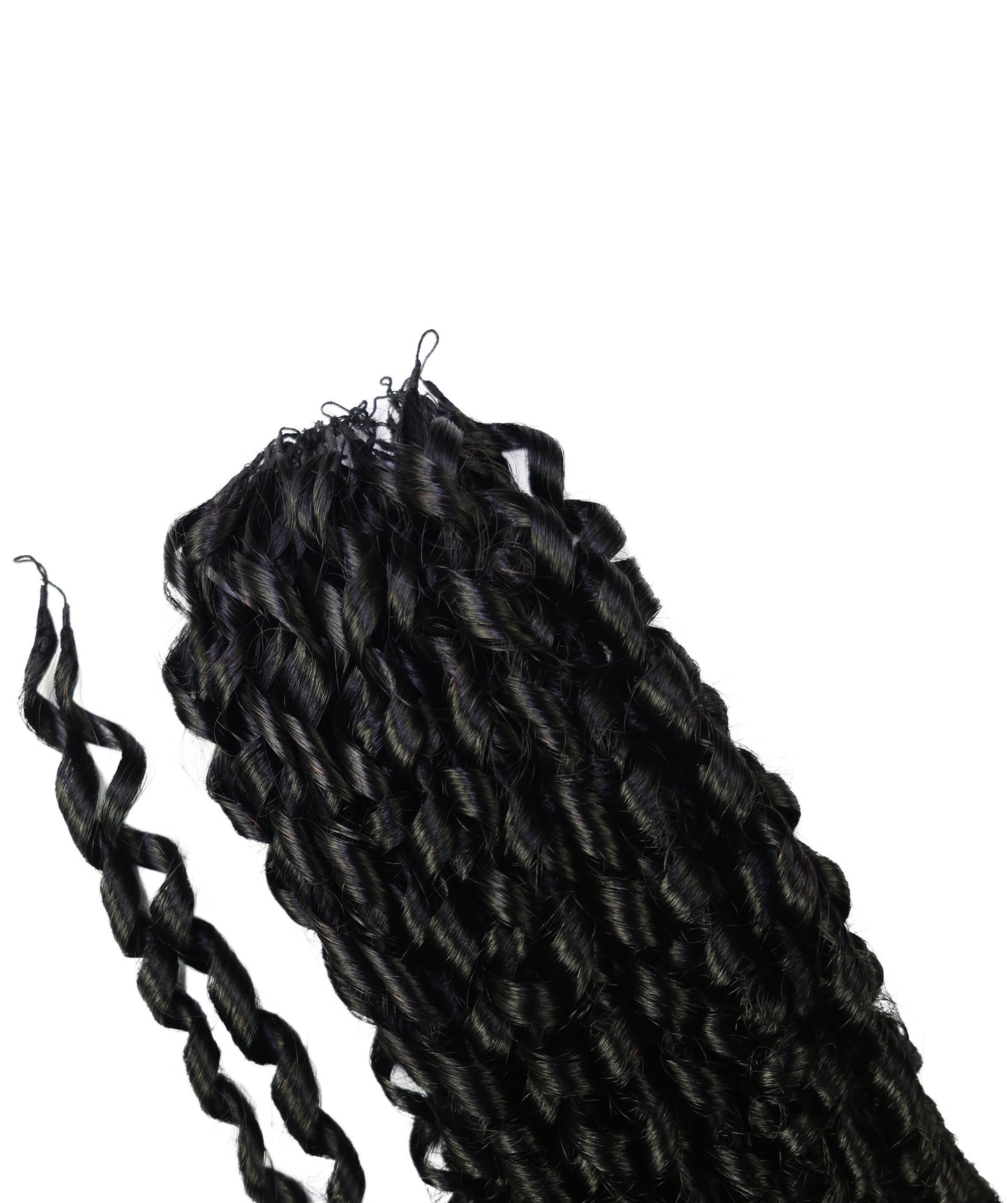LUXLUXE Knotless Pixie Curly Raw Crochet Natural Human Hair Extensions - 14" 40g 16" 45g & 18" 50g Pre Separated 40 Strands Feather Hairpiece for Women