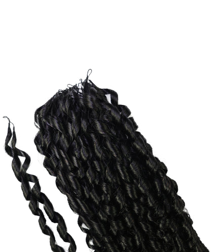 LUXLUXE Knotless Pixie Curly Raw Crochet Natural Human Hair Extensions - 14" 40g 16" 45g & 18" 50g Pre Separated 40 Strands Feather Hairpiece for Women