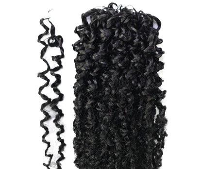 LUXLUXE Knotless Micro Yanky Curly Pre Looped Crochet Human Hair Extensions - Natural Black 14" 40g 16" 45g & 18" 50g Pre Separated 40 Strands Feather Protective Style