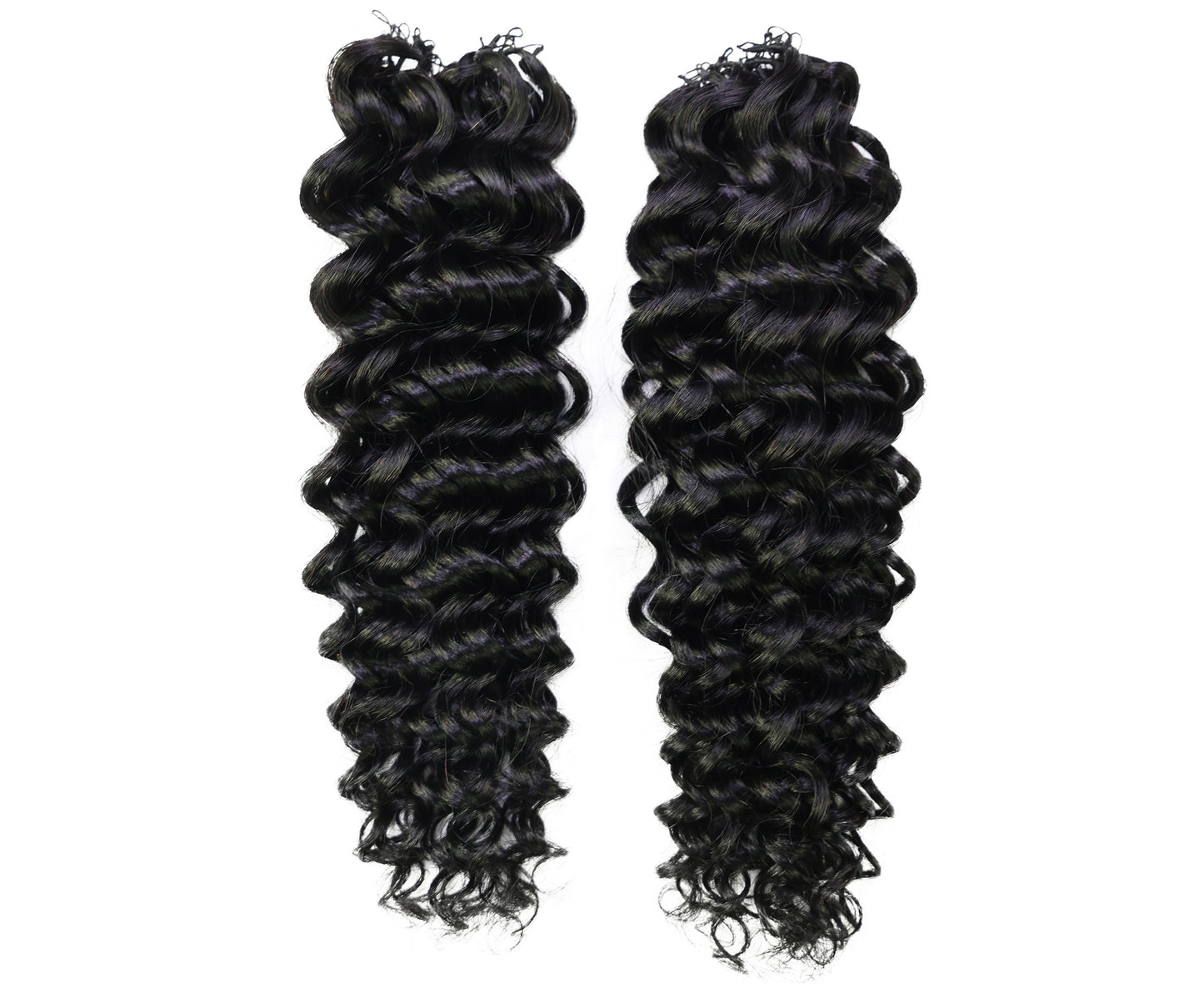 LUXLUXE Water Wave Braids Pre Looped Long Human Hair Extensions 40 Strands - Natural & Natural Black 14,16 & 18 Inch with weights 40g 45g & 50g Deep Curly Feather Braiding Hairpiece