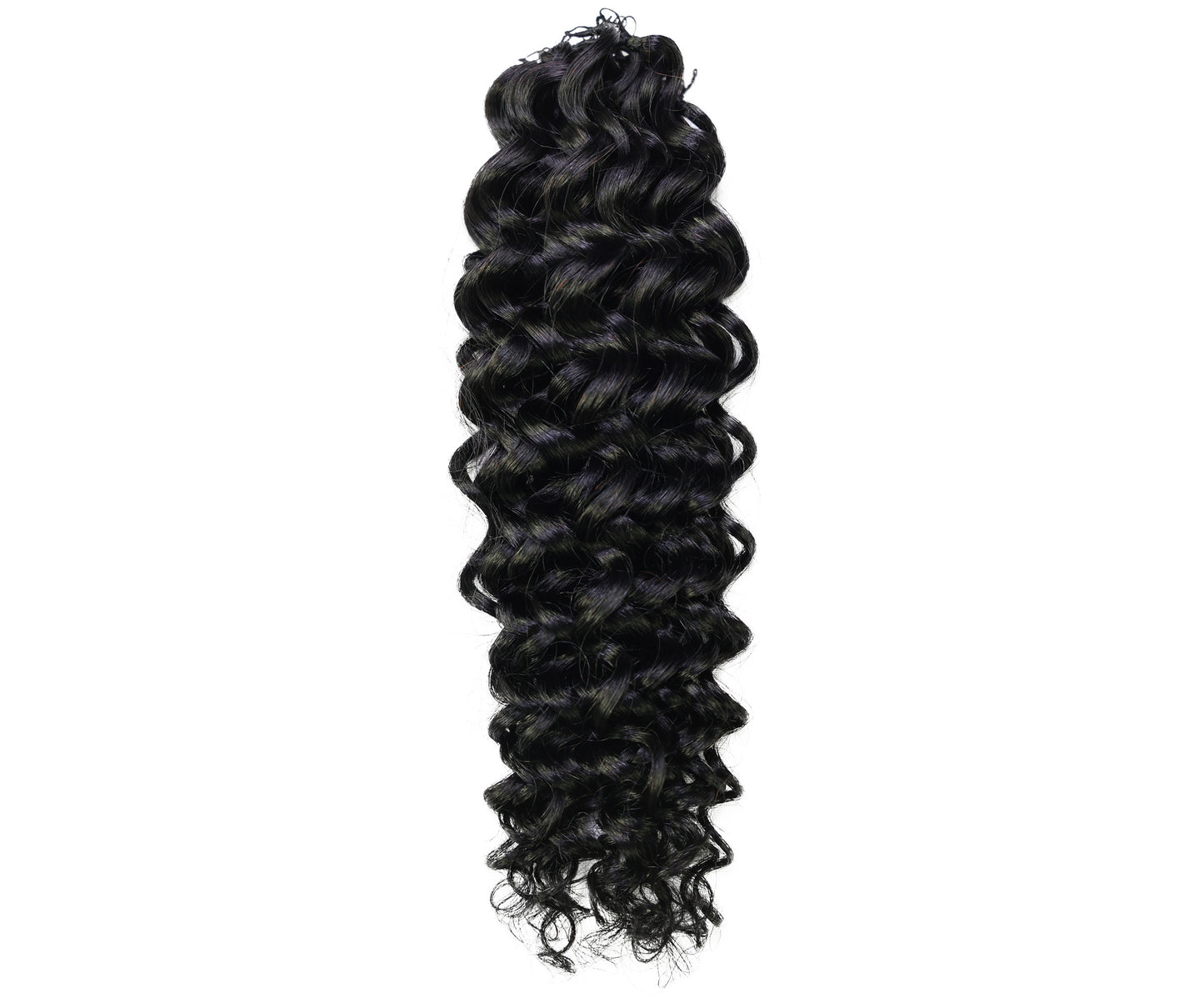 LUXLUXE Water Wave Braids Pre Looped Long Human Hair Extensions 40 Strands - Natural & Natural Black 14,16 & 18 Inch with weights 40g 45g & 50g Deep Curly Feather Braiding Hairpiece