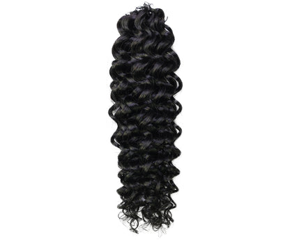 LUXLUXE Water Wave Braids Pre Looped Long Human Hair Extensions 40 Strands - Natural & Natural Black 14,16 & 18 Inch with weights 40g 45g & 50g Deep Curly Feather Braiding Hairpiece