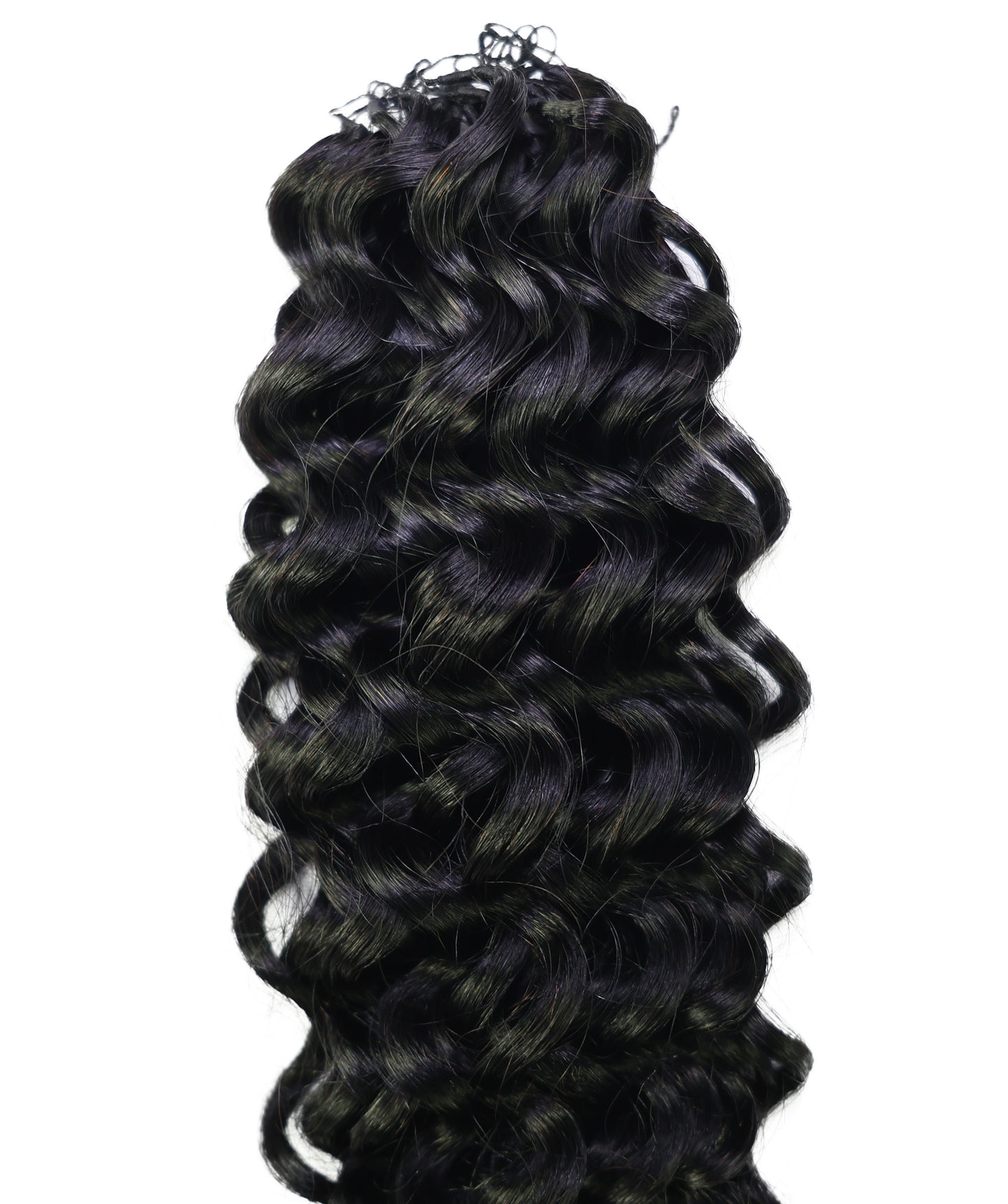 LUXLUXE Water Wave Braids Pre Looped Long Human Hair Extensions 40 Strands - Natural & Natural Black 14,16 & 18 Inch with weights 40g 45g & 50g Deep Curly Feather Braiding Hairpiece