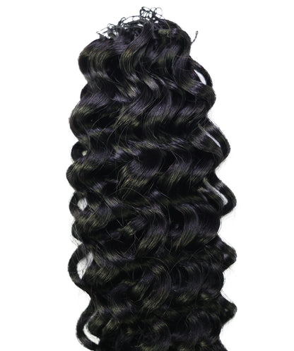 LUXLUXE Water Wave Braids Pre Looped Long Human Hair Extensions 40 Strands - Natural & Natural Black 14,16 & 18 Inch with weights 40g 45g & 50g Deep Curly Feather Braiding Hairpiece