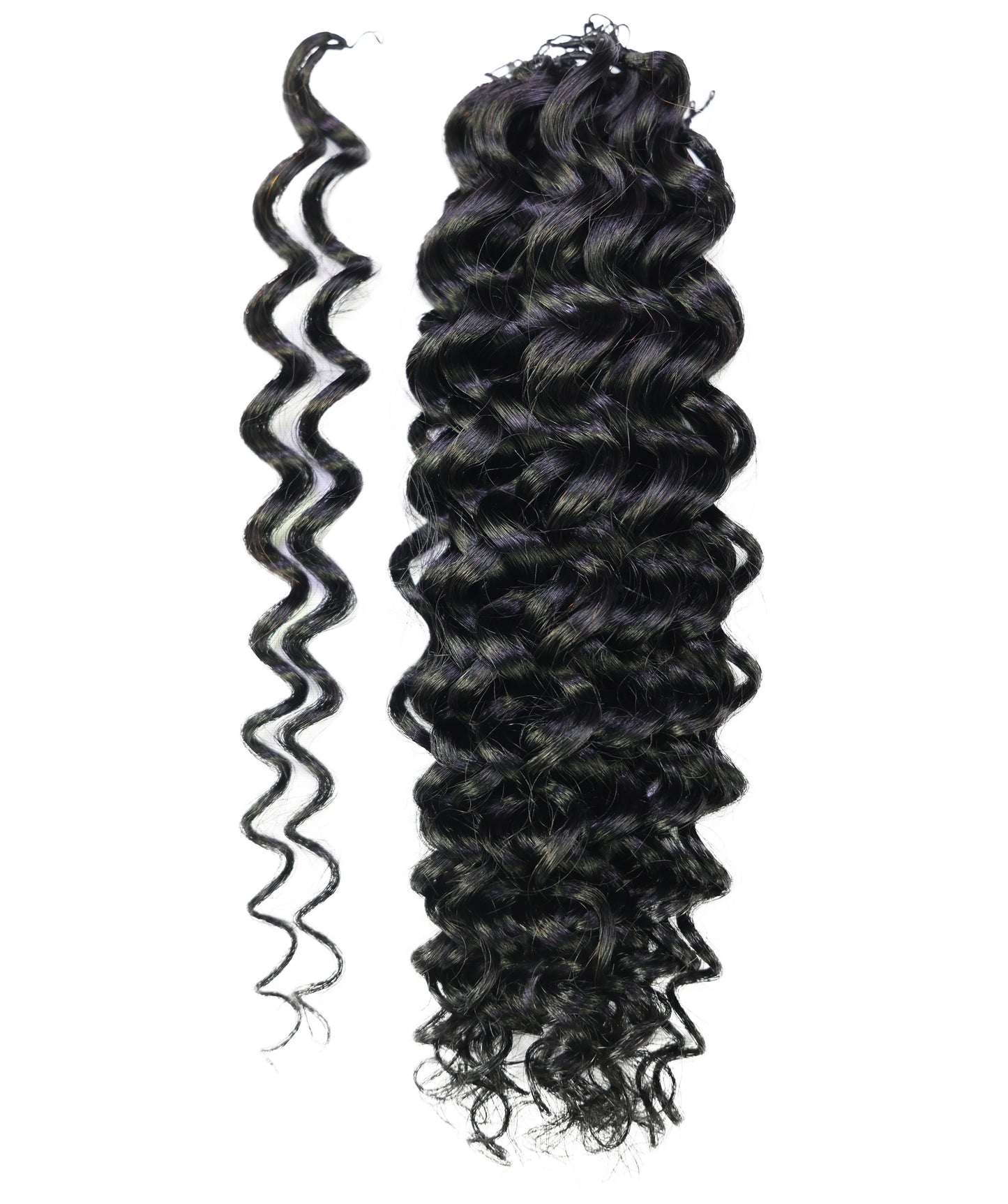 LUXLUXE Water Wave Braids Pre Looped Long Human Hair Extensions 40 Strands - Natural & Natural Black 14,16 & 18 Inch with weights 40g 45g & 50g Deep Curly Feather Braiding Hairpiece