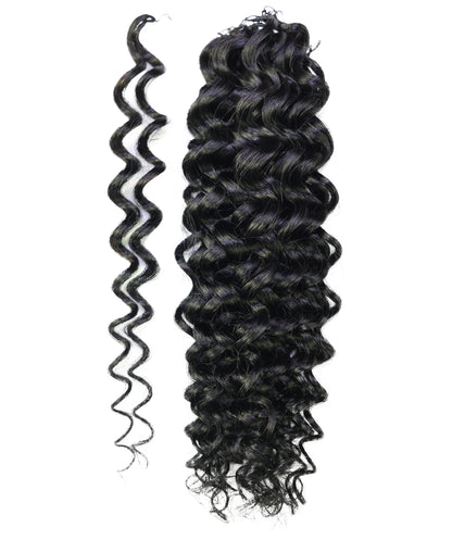 LUXLUXE Water Wave Braids Pre Looped Long Human Hair Extensions 40 Strands - Natural & Natural Black 14,16 & 18 Inch with weights 40g 45g & 50g Deep Curly Feather Braiding Hairpiece