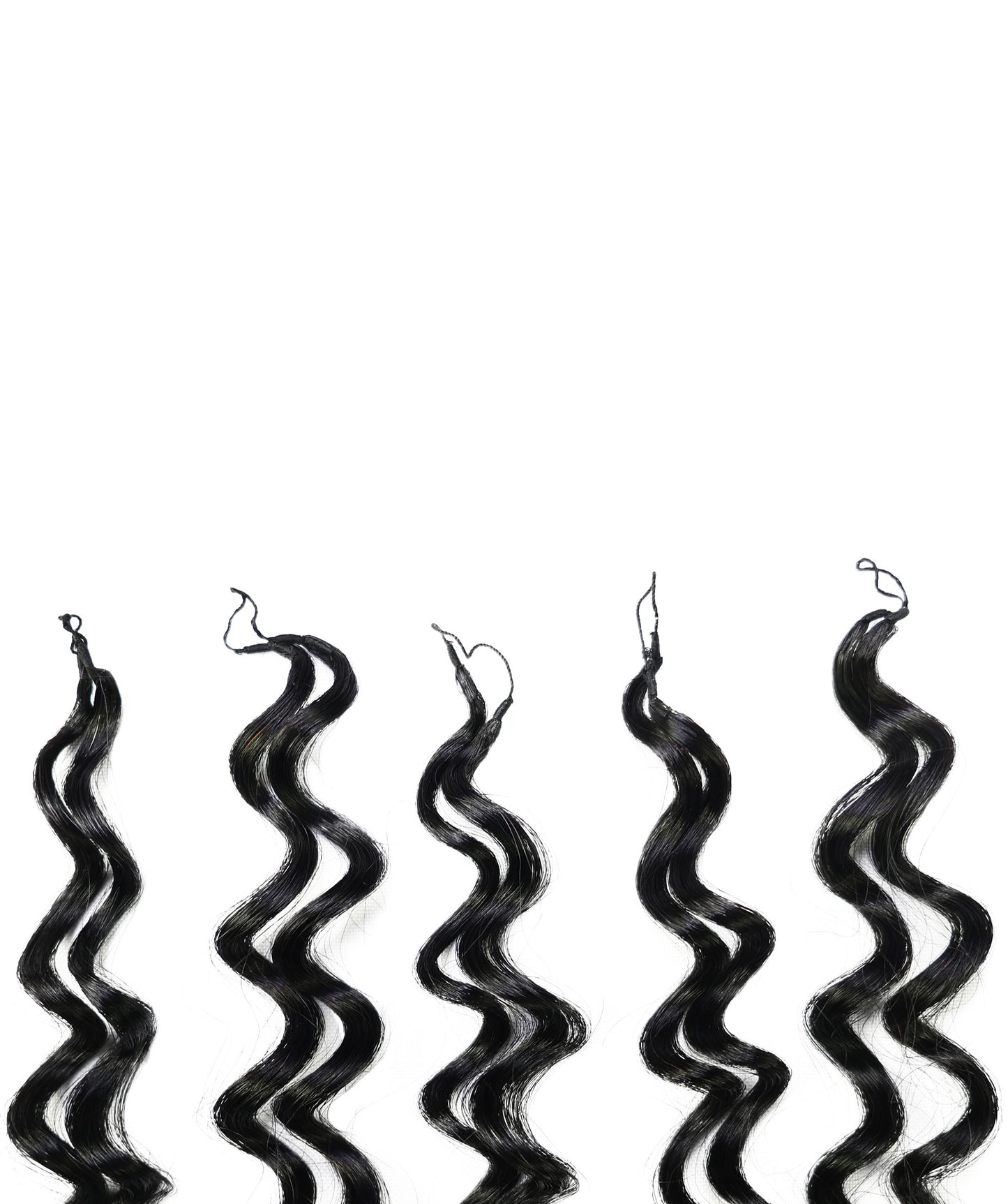 LUXLUXE Water Wave Braids Pre Looped Long Human Hair Extensions 40 Strands - Natural & Natural Black 14,16 & 18 Inch with weights 40g 45g & 50g Deep Curly Feather Braiding Hairpiece