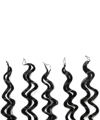 LUXLUXE Water Wave Braids Pre Looped Long Human Hair Extensions 40 Strands - Natural & Natural Black 14,16 & 18 Inch with weights 40g 45g & 50g Deep Curly Feather Braiding Hairpiece