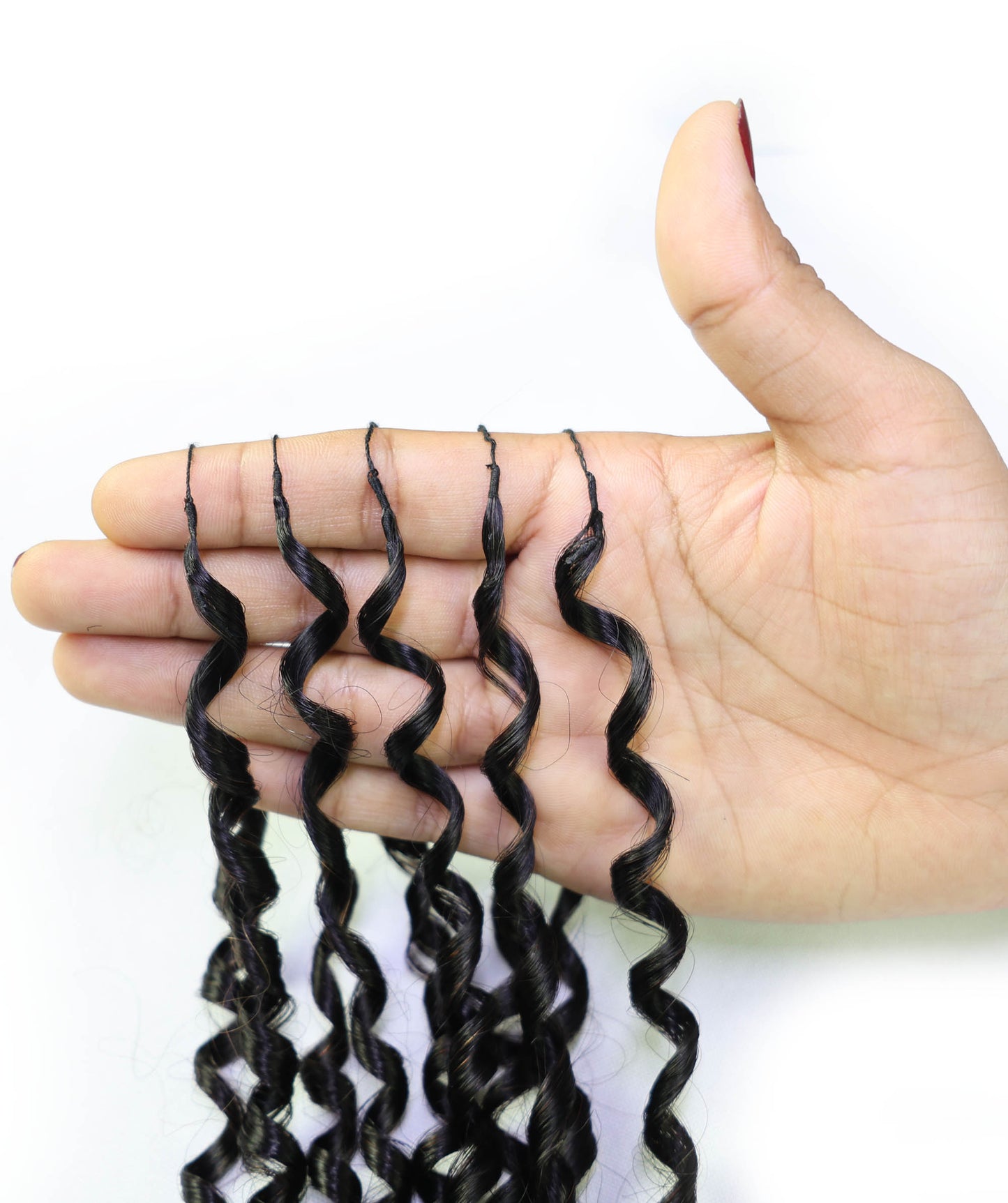LUXLUXE Knotless Pixie Curly Raw Crochet Natural Human Hair Extensions - 14" 40g 16" 45g & 18" 50g Pre Separated 40 Strands Feather Hairpiece for Women