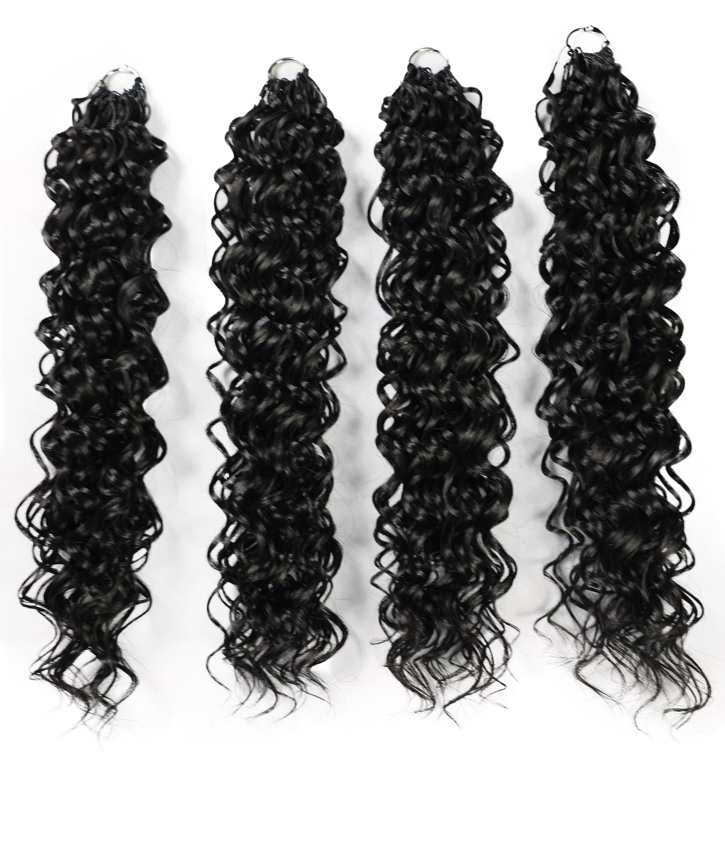 LUXLUXE Hawaiian Synthetic Crochet Hair Extensions – 14" 78g, 18" 100g, 22" 120g  Pre Separated 100 Strands Feather Hairpiece for Curly Protective Styles