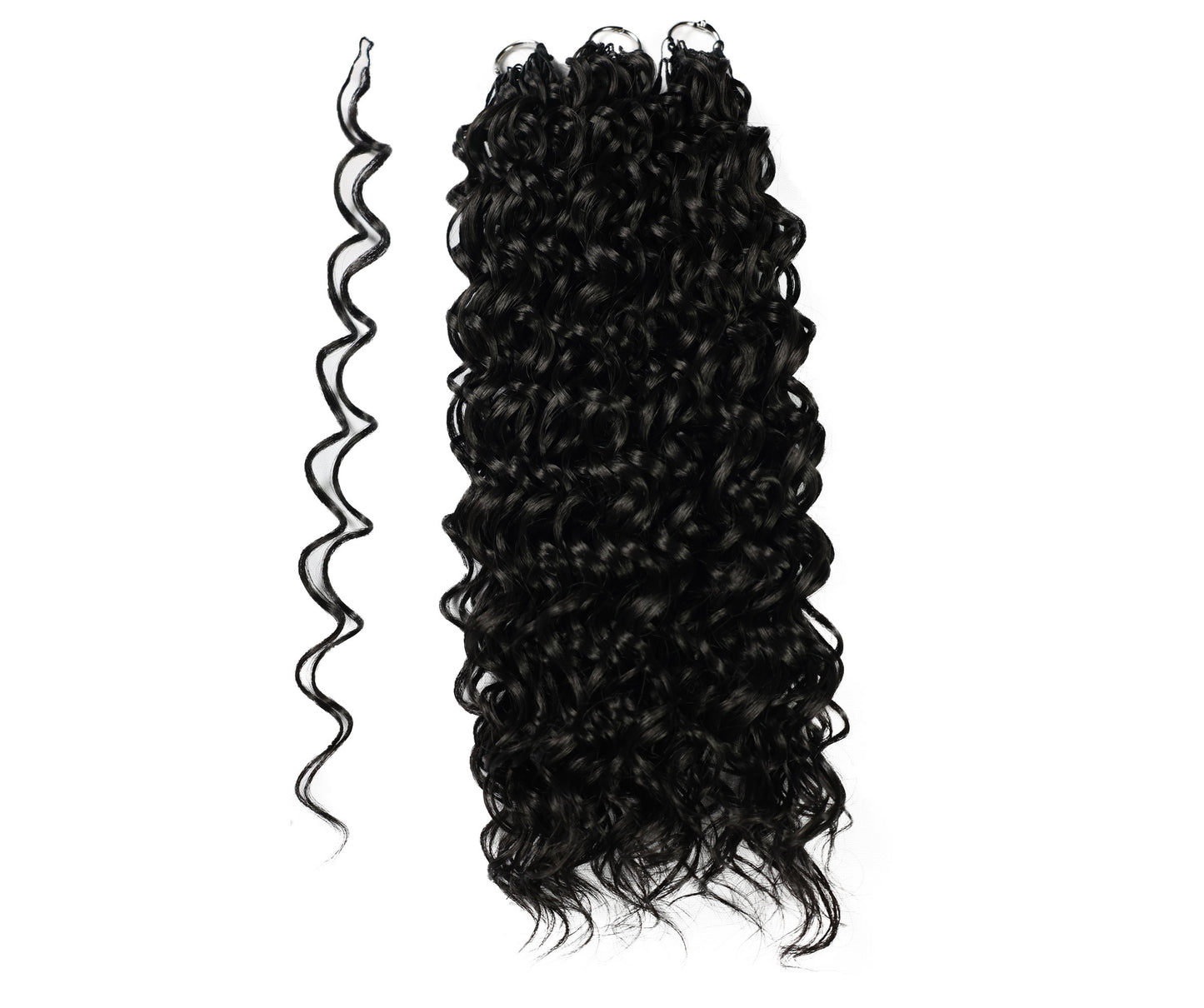 LUXLUXE Hawaiian Synthetic Crochet Hair Extensions – 14" 78g, 18" 100g, 22" 120g  Pre Separated 100 Strands Feather Hairpiece for Curly Protective Styles