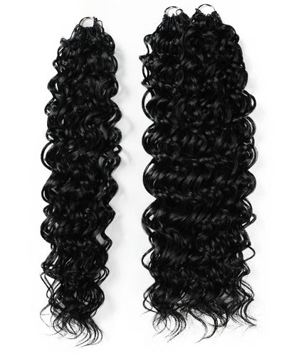 LUXLUXE Hawaiian Synthetic Crochet Hair Extensions – 14" 78g, 18" 100g, 22" 120g  Pre Separated 100 Strands Feather Hairpiece for Curly Protective Styles