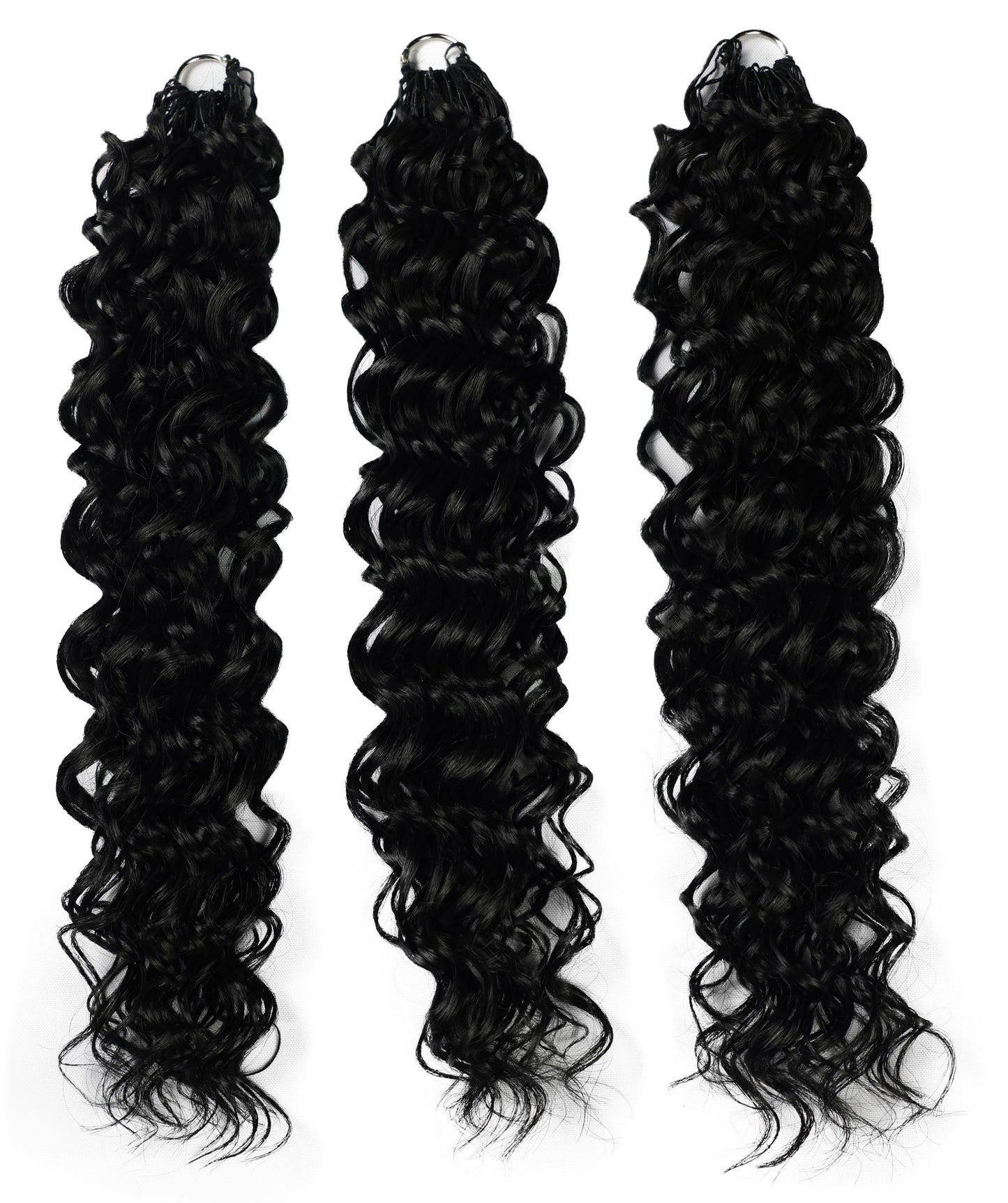 LUXLUXE Hawaiian Synthetic Crochet Hair Extensions – 14" 78g, 18" 100g, 22" 120g  Pre Separated 100 Strands Feather Hairpiece for Curly Protective Styles