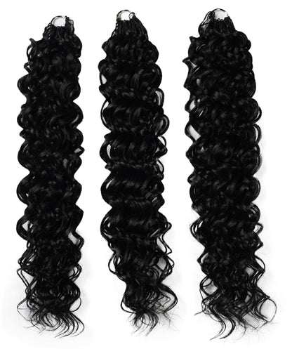 LUXLUXE Hawaiian Synthetic Crochet Hair Extensions – 14" 78g, 18" 100g, 22" 120g  Pre Separated 100 Strands Feather Hairpiece for Curly Protective Styles
