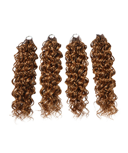 LUXLUXE Hawaiian Synthetic Crochet Hair Extensions – 14" 78g, 18" 100g, 22" 120g  Pre Separated 100 Strands Feather Hairpiece for Curly Protective Styles