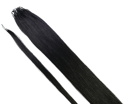 LUXLUXE Knotless Silk Straight Crochet Human Hair Extensions - Natural Black 14" 40g 16" 45g & 18" 50g Pre Separated 40 Strands Feather hairpiece for Women