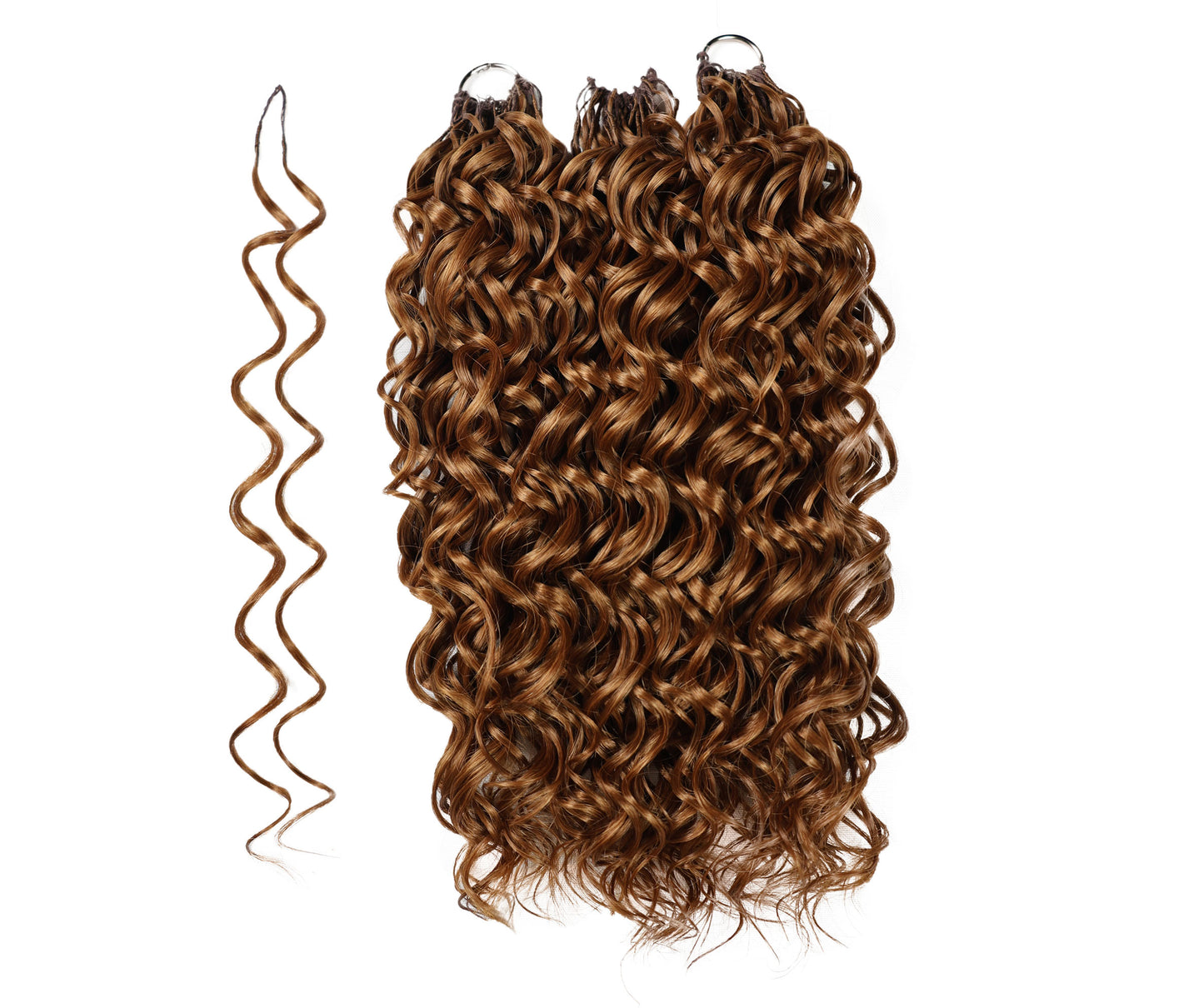 LUXLUXE Hawaiian Synthetic Crochet Hair Extensions – 14" 78g, 18" 100g, 22" 120g  Pre Separated 100 Strands Feather Hairpiece for Curly Protective Styles