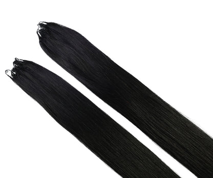 LUXLUXE Knotless Silk Straight Crochet Human Hair Extensions - Natural Black 14" 40g 16" 45g & 18" 50g Pre Separated 40 Strands Feather hairpiece for Women