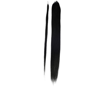 LUXLUXE Knotless Silk Straight Crochet Human Hair Extensions - Natural Black 14" 40g 16" 45g & 18" 50g Pre Separated 40 Strands Feather hairpiece for Women