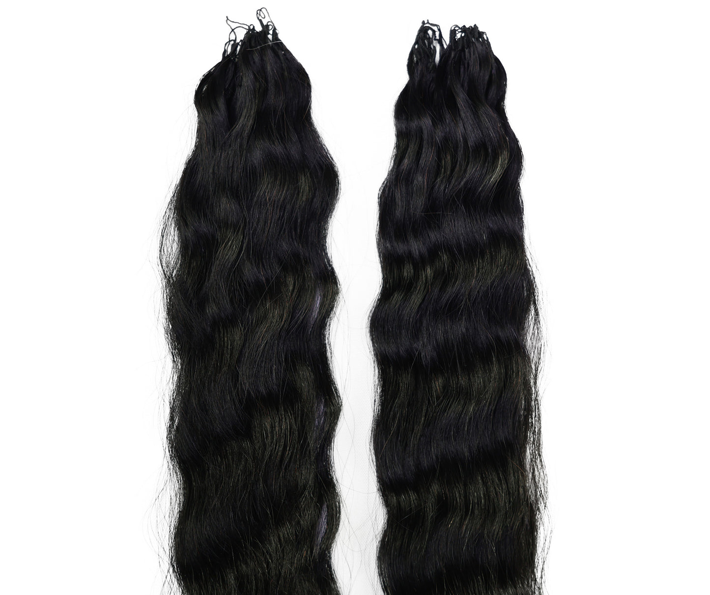 LUXLUXE Knotless Wet & Wavy Crochet Human Hair Extensions - Natural Black 14" 40g 16" 45g & 18" 50g Pre Separated 40 Strands Feather Hairpiece With String In The Middle Braid
