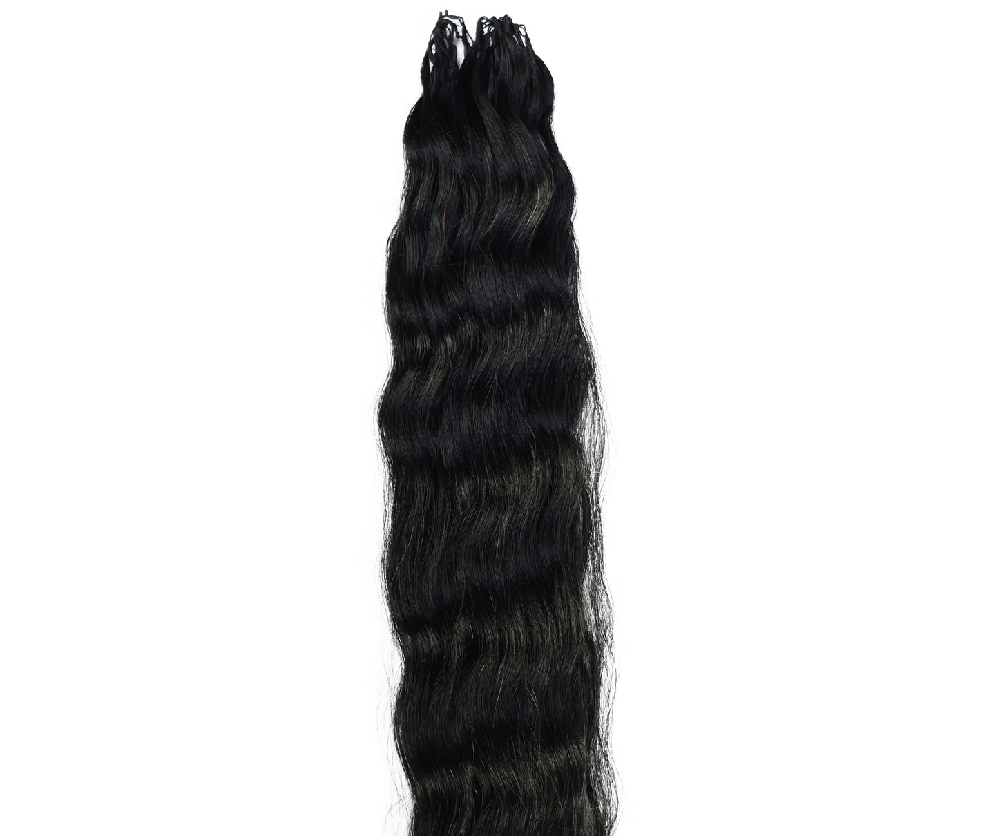 LUXLUXE Knotless Wet & Wavy Crochet Human Hair Extensions - Natural Black 14" 40g 16" 45g & 18" 50g Pre Separated 40 Strands Feather Hairpiece With String In The Middle Braid