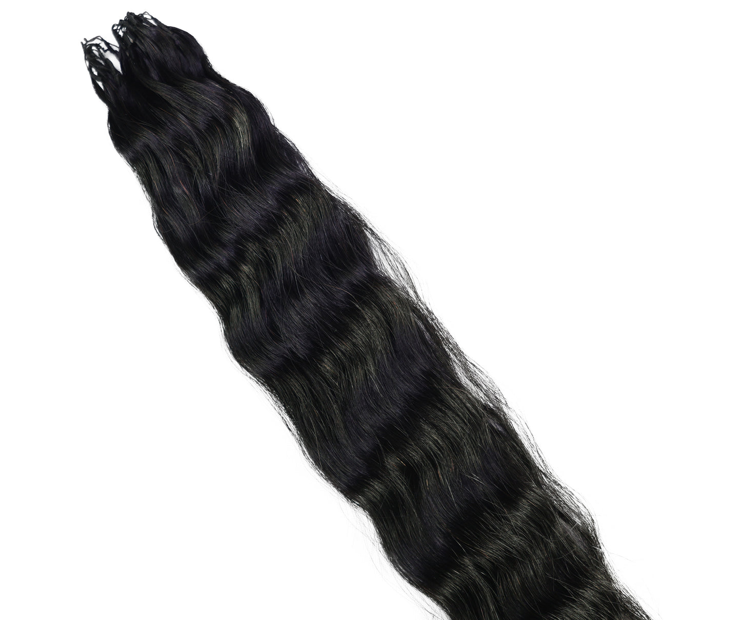 LUXLUXE Knotless Wet & Wavy Crochet Human Hair Extensions - Natural Black 14" 40g 16" 45g & 18" 50g Pre Separated 40 Strands Feather Hairpiece With String In The Middle Braid