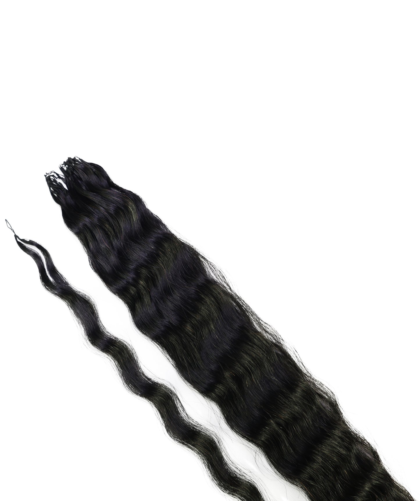 LUXLUXE Knotless Wet & Wavy Crochet Human Hair Extensions - Natural Black 14" 40g 16" 45g & 18" 50g Pre Separated 40 Strands Feather Hairpiece With String In The Middle Braid