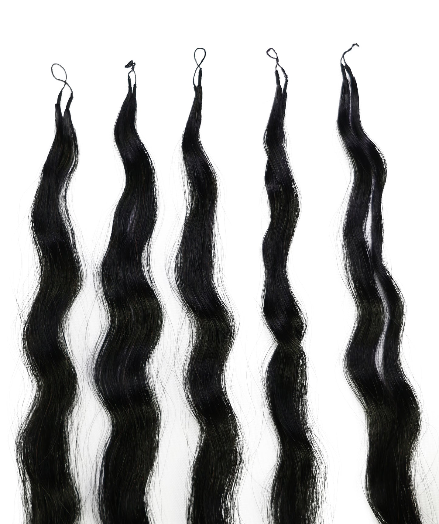 LUXLUXE Knotless Wet & Wavy Crochet Human Hair Extensions - Natural Black 14" 40g 16" 45g & 18" 50g Pre Separated 40 Strands Feather Hairpiece With String In The Middle Braid