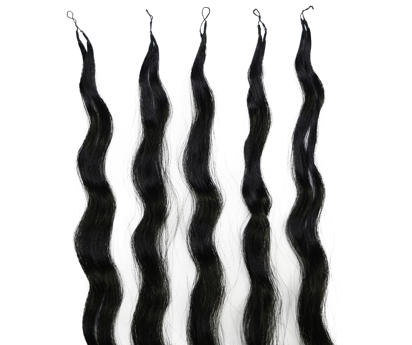 LUXLUXE Knotless Wet & Wavy Crochet Human Hair Extensions - Natural Black 14" 40g 16" 45g & 18" 50g Pre Separated 40 Strands Feather Hairpiece With String In The Middle Braid