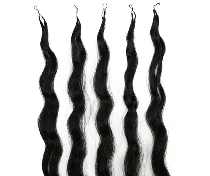 LUXLUXE Knotless Wet & Wavy Crochet Human Hair Extensions - Natural Black 14" 40g 16" 45g & 18" 50g Pre Separated 40 Strands Feather Hairpiece With String In The Middle Braid