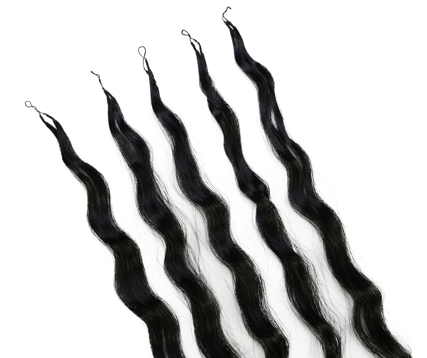 LUXLUXE Knotless Wet & Wavy Crochet Human Hair Extensions - Natural Black 14" 40g 16" 45g & 18" 50g Pre Separated 40 Strands Feather Hairpiece With String In The Middle Braid