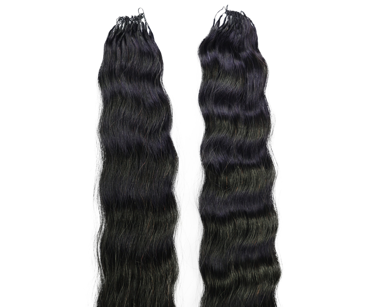 LUXLUXE Knotless Wet & Wavy Crochet Human Hair Extensions - Natural Black 14" 40g 16" 45g & 18" 50g Pre Separated 40 Strands Feather Hairpiece With String In The Middle Braid