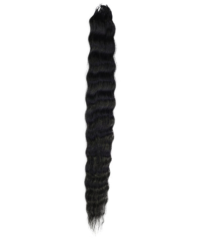 LUXLUXE Knotless Wet & Wavy Crochet Human Hair Extensions - Natural Black 14" 40g 16" 45g & 18" 50g Pre Separated 40 Strands Feather Hairpiece With String In The Middle Braid