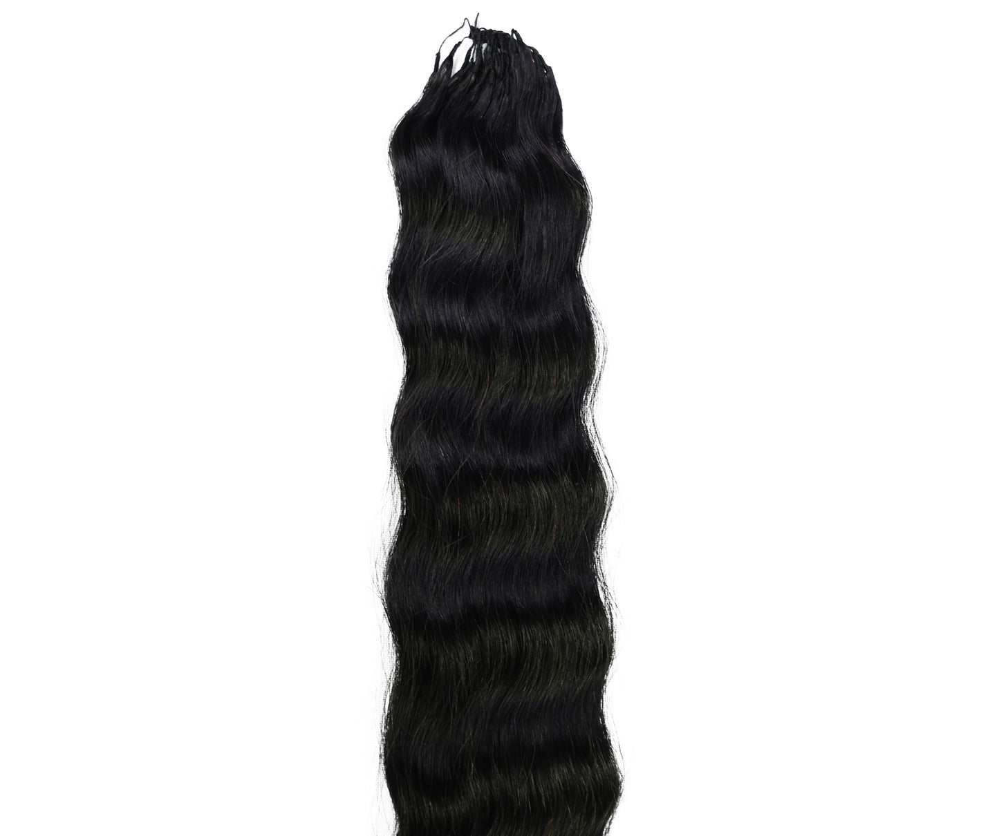 LUXLUXE Knotless Wet & Wavy Crochet Human Hair Extensions - Natural Black 14" 40g 16" 45g & 18" 50g Pre Separated 40 Strands Feather Hairpiece With String In The Middle Braid