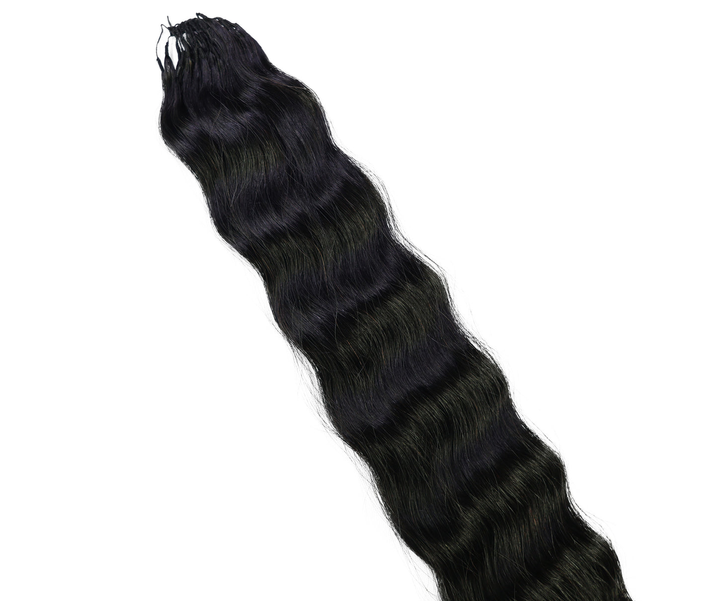 LUXLUXE Knotless Wet & Wavy Crochet Human Hair Extensions - Natural Black 14" 40g 16" 45g & 18" 50g Pre Separated 40 Strands Feather Hairpiece With String In The Middle Braid