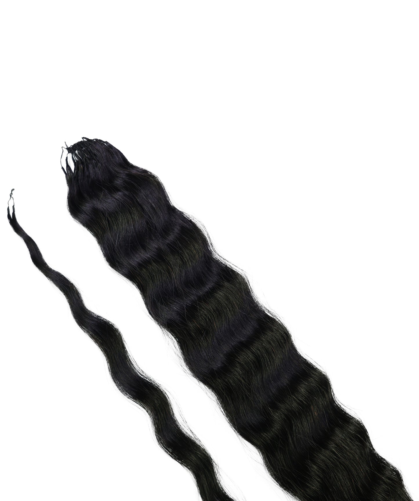LUXLUXE Knotless Wet & Wavy Crochet Human Hair Extensions - Natural Black 14" 40g 16" 45g & 18" 50g Pre Separated 40 Strands Feather Hairpiece With String In The Middle Braid